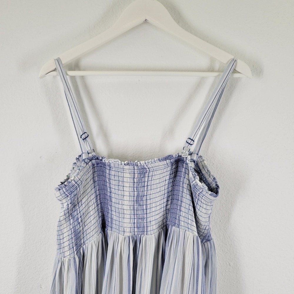 Torrid Camisole Women 2 Blue White Striped Smocked Peplum Babydoll Tank Top - Picture 5 of 9